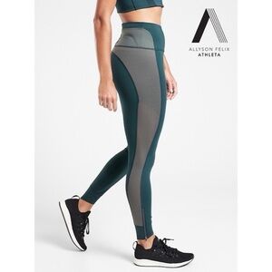 Athleta X Allyson Felix Women's Size M 7/8 Legend Tight Leggings Deep Teal/Gray